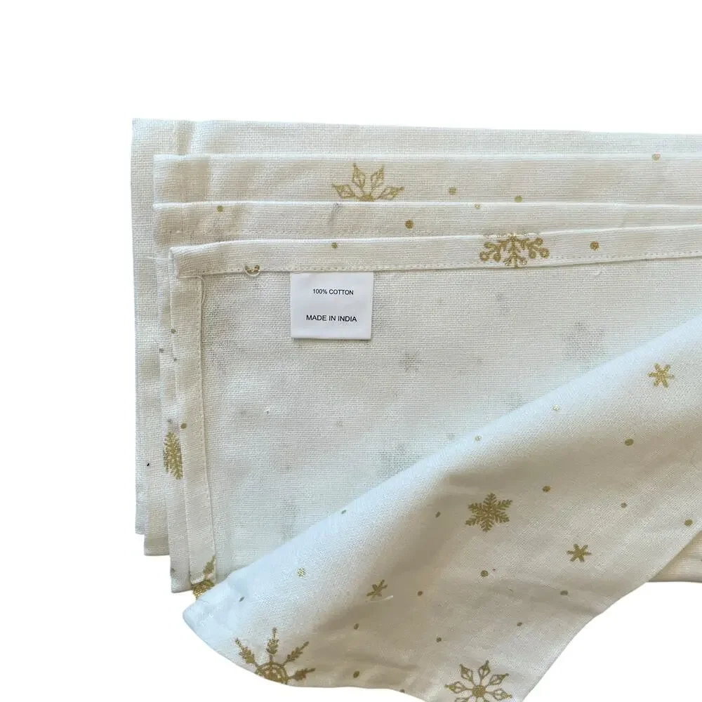 Granville Lane Embroidered Reindeer Cotton Kitchen Towels 20x28 White Gold 2pc